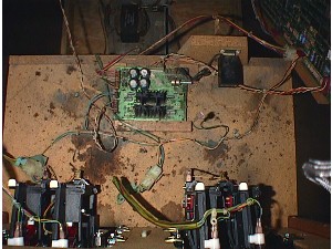Inside the case under the control panel